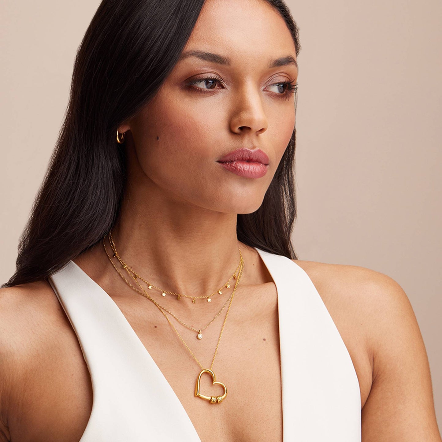 Sophie Charming Heart Engraved Beads Necklace